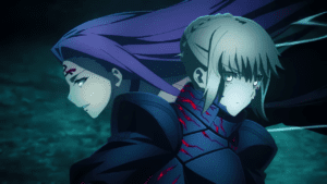 Saber Alter vs Rider in the final fight of Fate/stay night: Heaven's Feel III. spring song